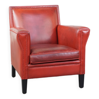 Red sheep leather armchair