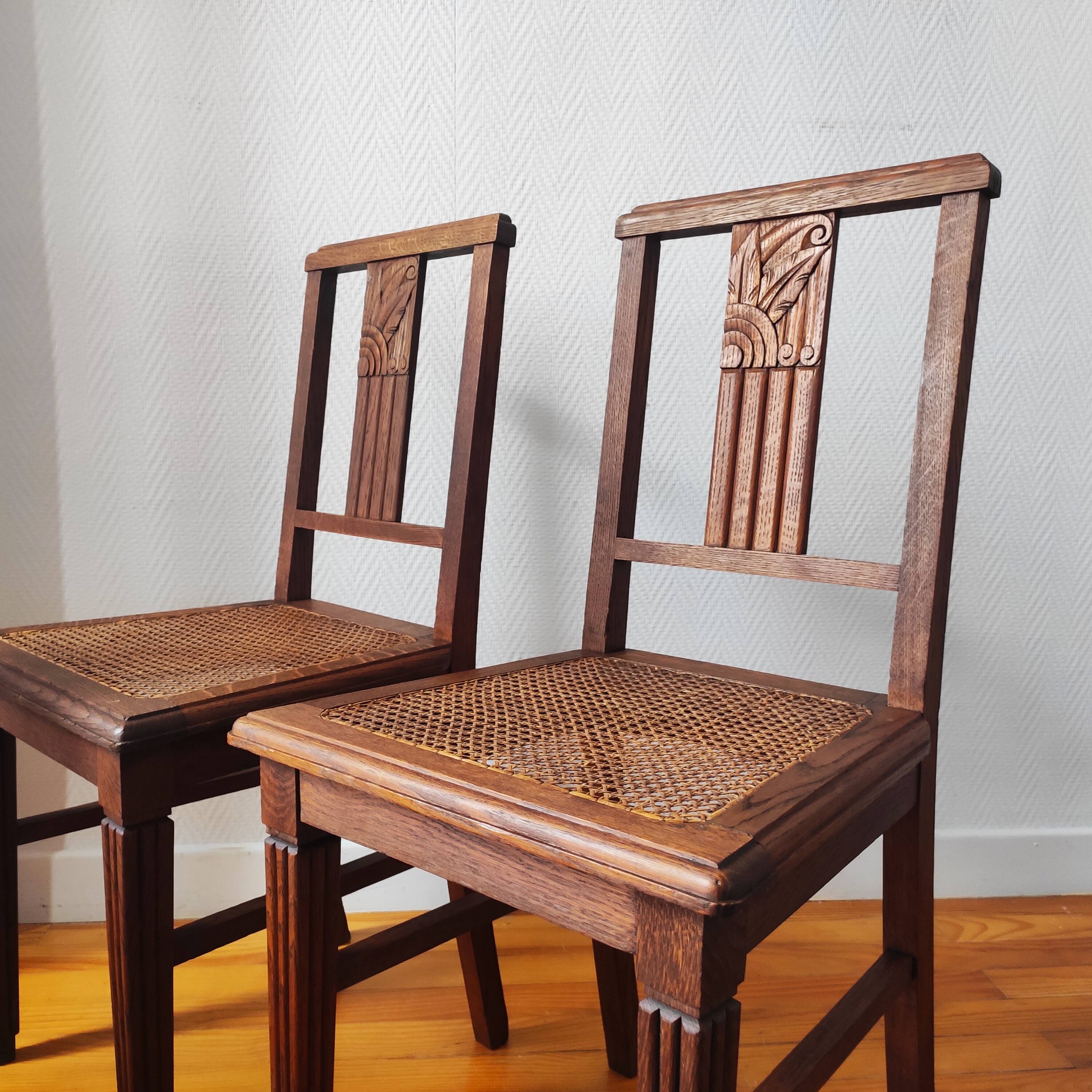 Art Deco chairs in new caned oak
