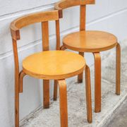 Set of 2 Alvar aalto bentwood chairs model 68, Artek Finland