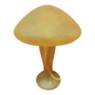 Lampe champignon pâte de verre couleur marmoréen jaune orangé