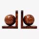 Art Deco bookends in polished solid burl wood