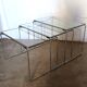 3 nesting tables in chrome metal and glass, 1970s.