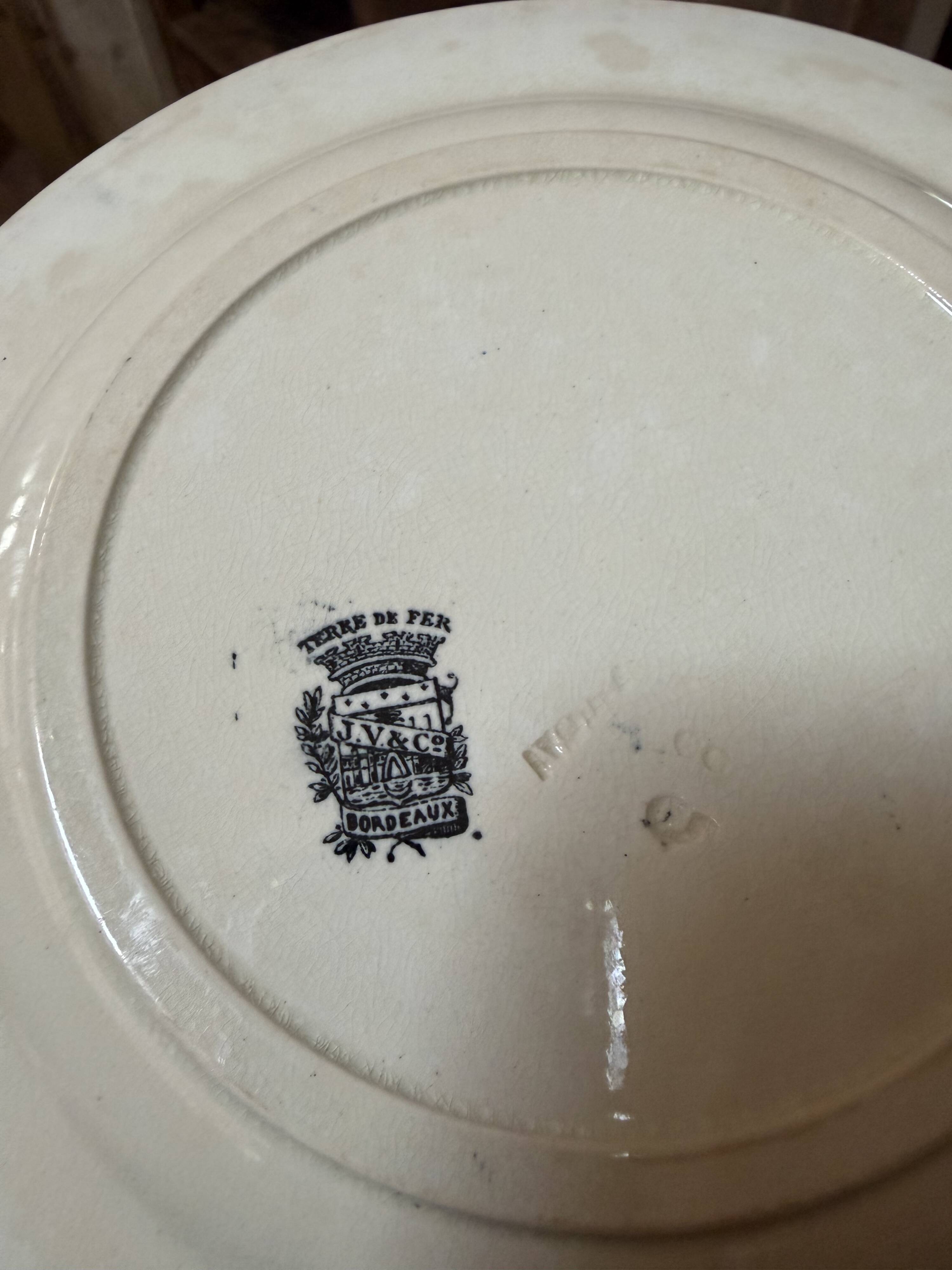 Flat plates Jules Vieillard Bordeaux in ironstone