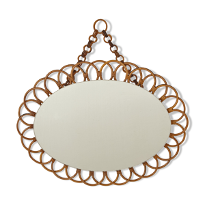 miroir en rotin ovale