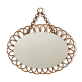 Miroir en rotin ovale années 60/70