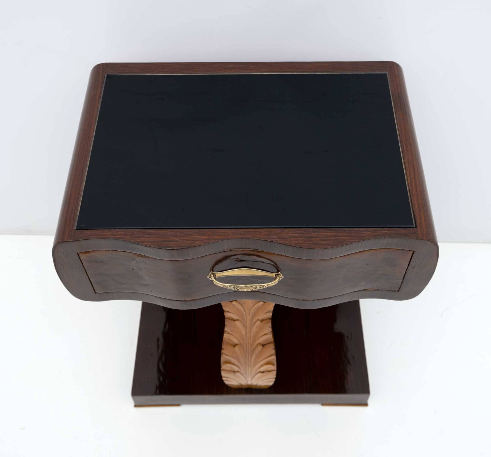 Pair of Art Deco Italian Walnut Briar and Maple Bedside Tables, 1920s