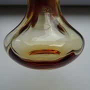 Crystal vase Saint Louis venetian amber orange ribs signed
