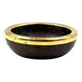 Mid-century brass and wood bowl, Italy 1970s