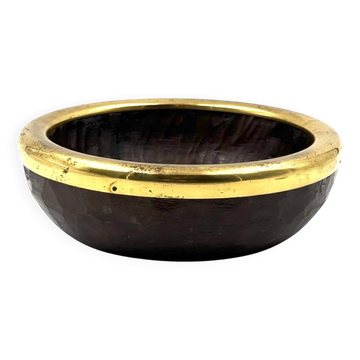 Mid-century brass and wood bowl, Italy 1970s