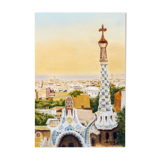 BARCELONA CUADRO VISTA DESDE EL PARQUE GUELL.