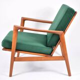 Fauteuil scandinave restauré d'origine, icône des années 60, velour