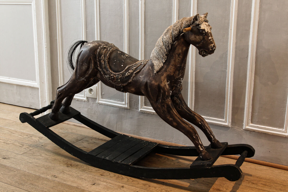 Wooden rocking horse, 19th century