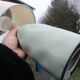 Green-grey ceramic lamp, mineral style – H37