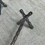 Six bamboo-patterned metal silver-plated knife rests.