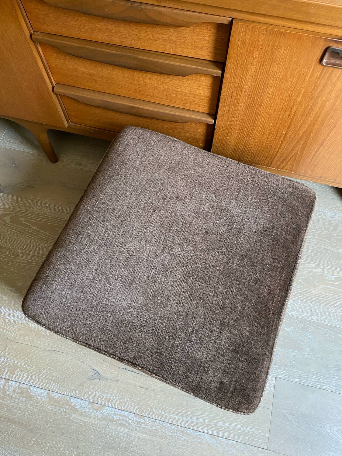Large brown velvet pouf