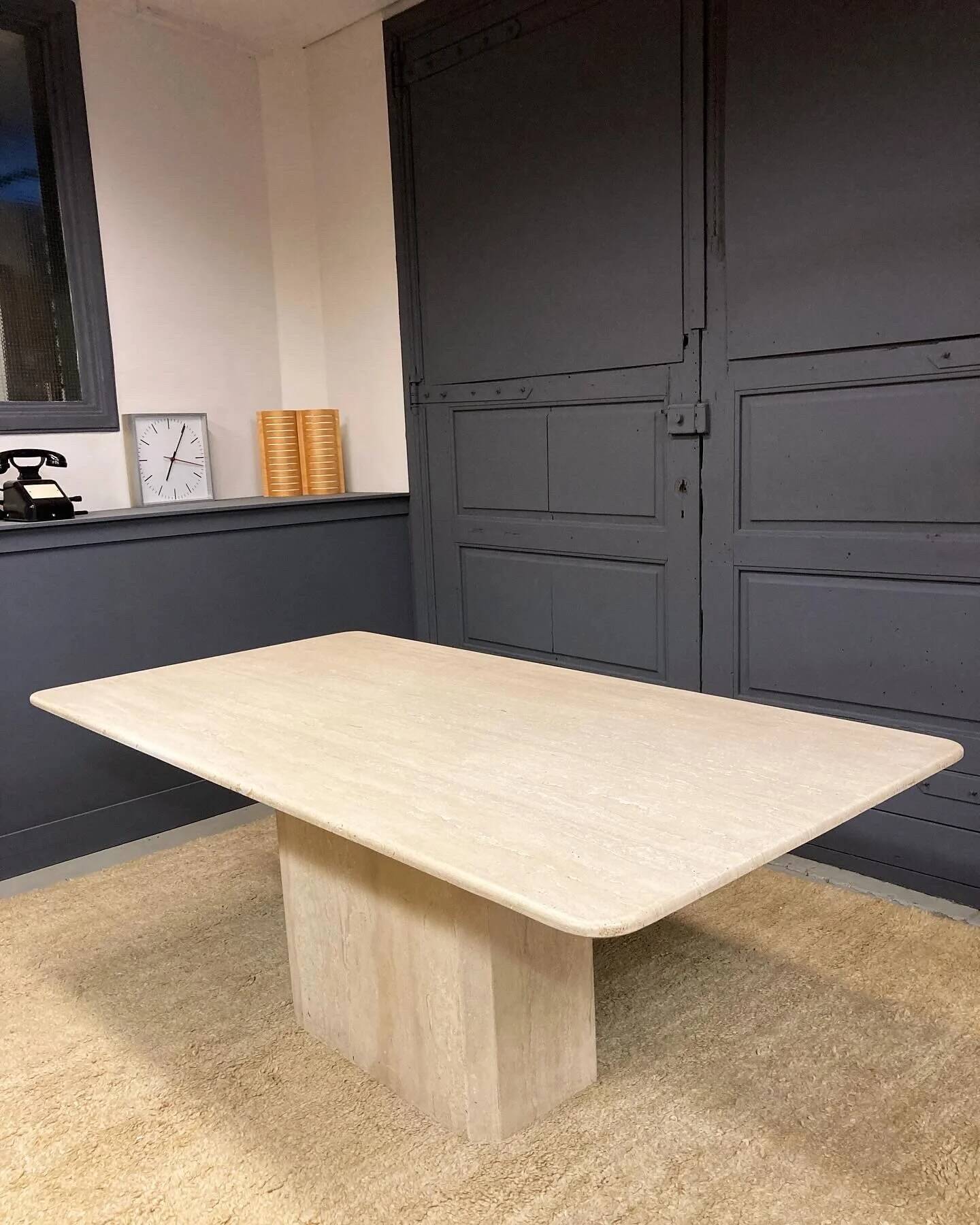 Vintage Italian travertine dining table