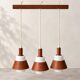 Vintage 3-light suspension in teak and white opaline – 1960s/70s