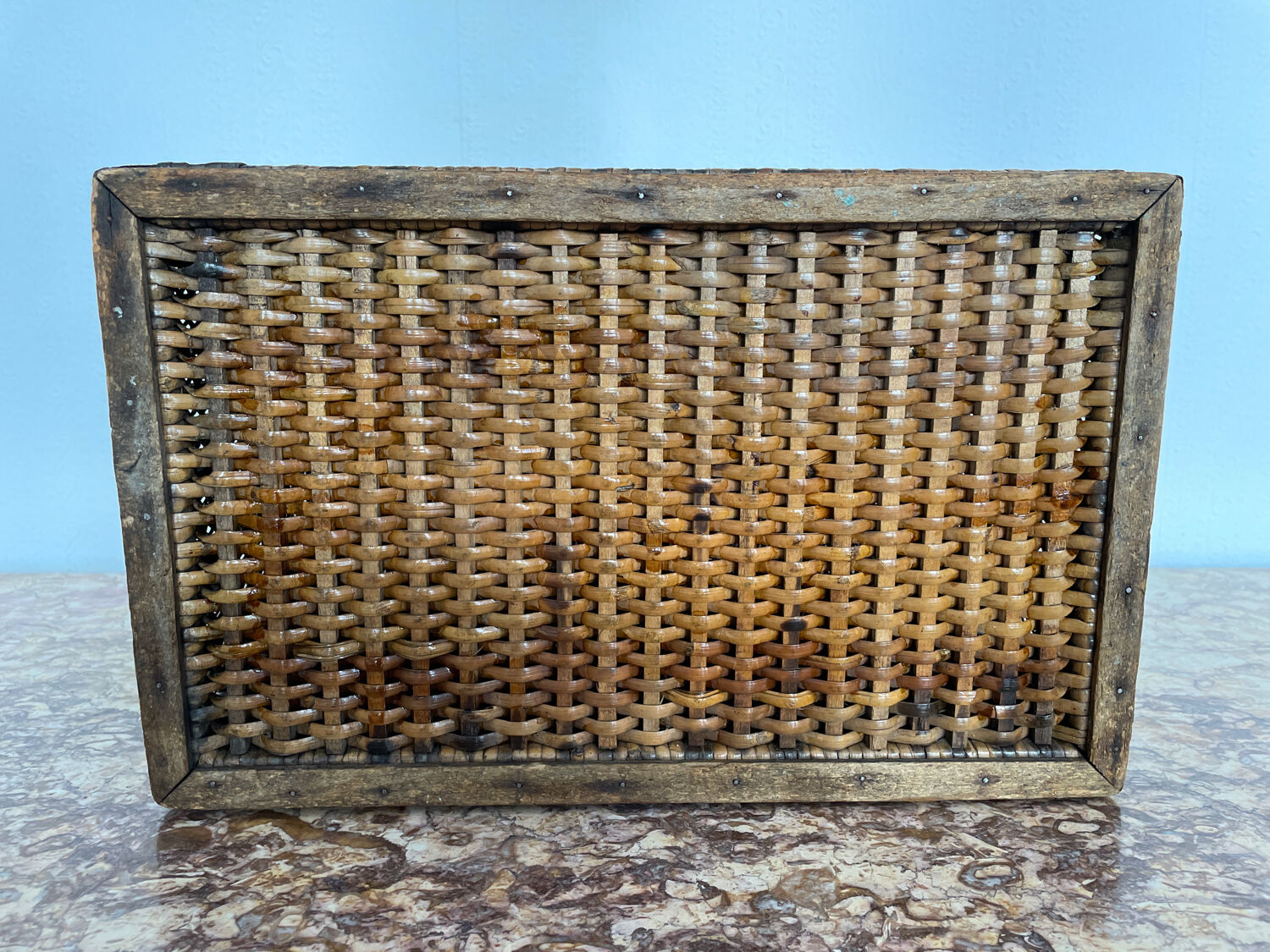 Wicker trunk woven nineteenth century