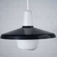 Danish steel and opal glass pendant lamp