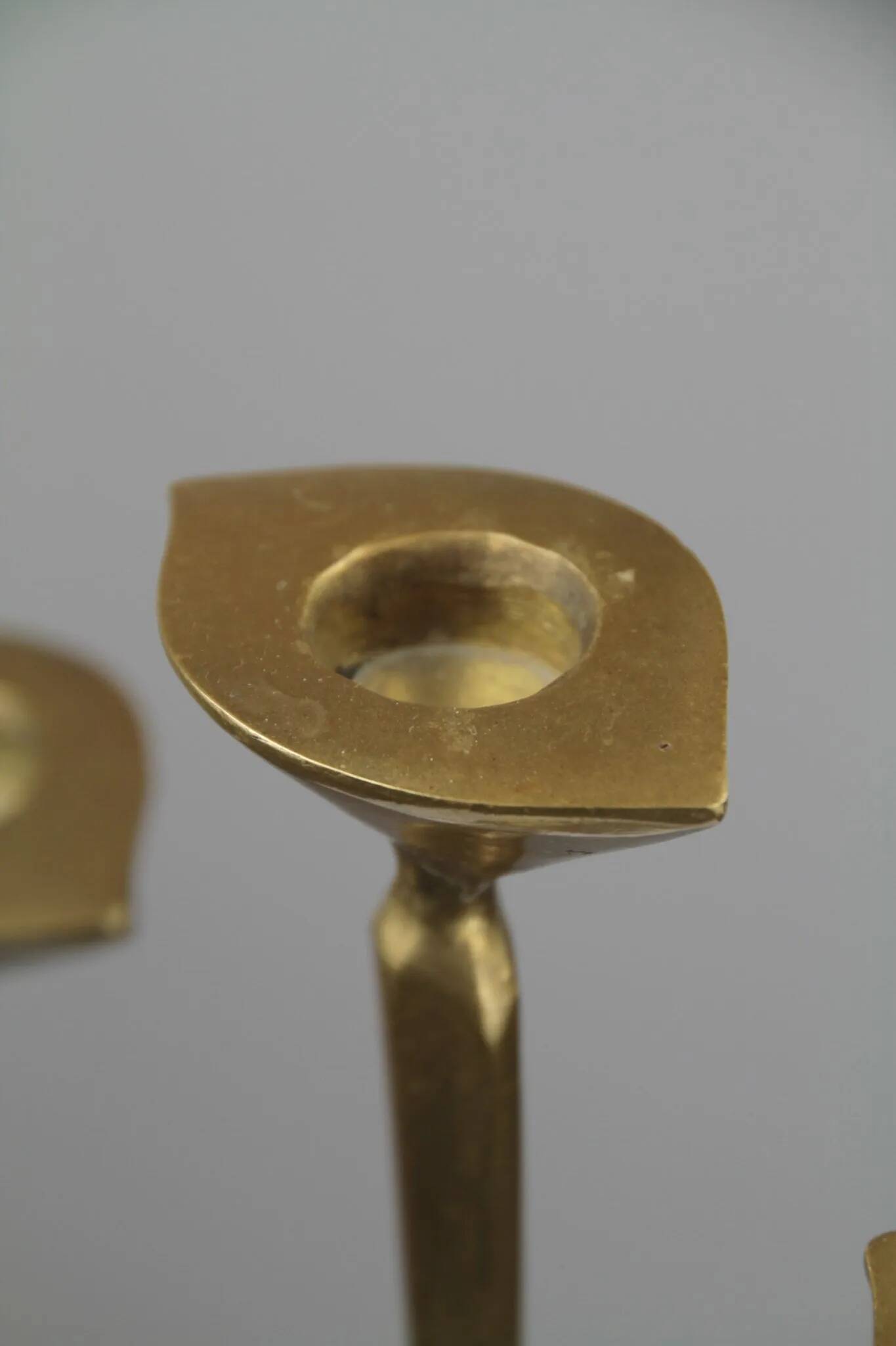 Solid Brass Three-Arm Candelabra — Modernist, 1960s
