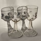 Pair of green wine goblets - dots