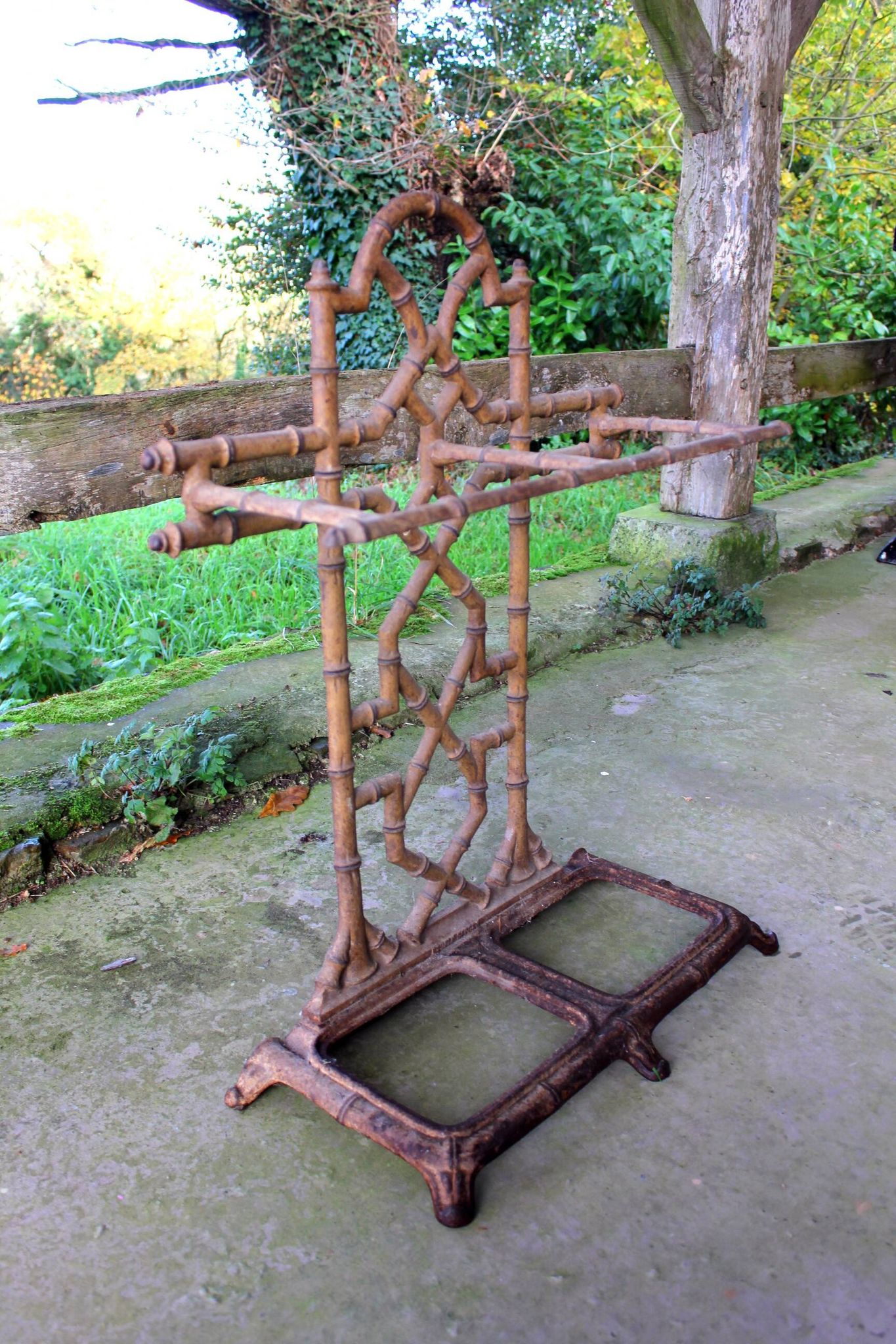 Vintage cast iron umbrella stand from the 1950s.