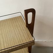 Mid-century honey wood bar trolley, French design 1950s