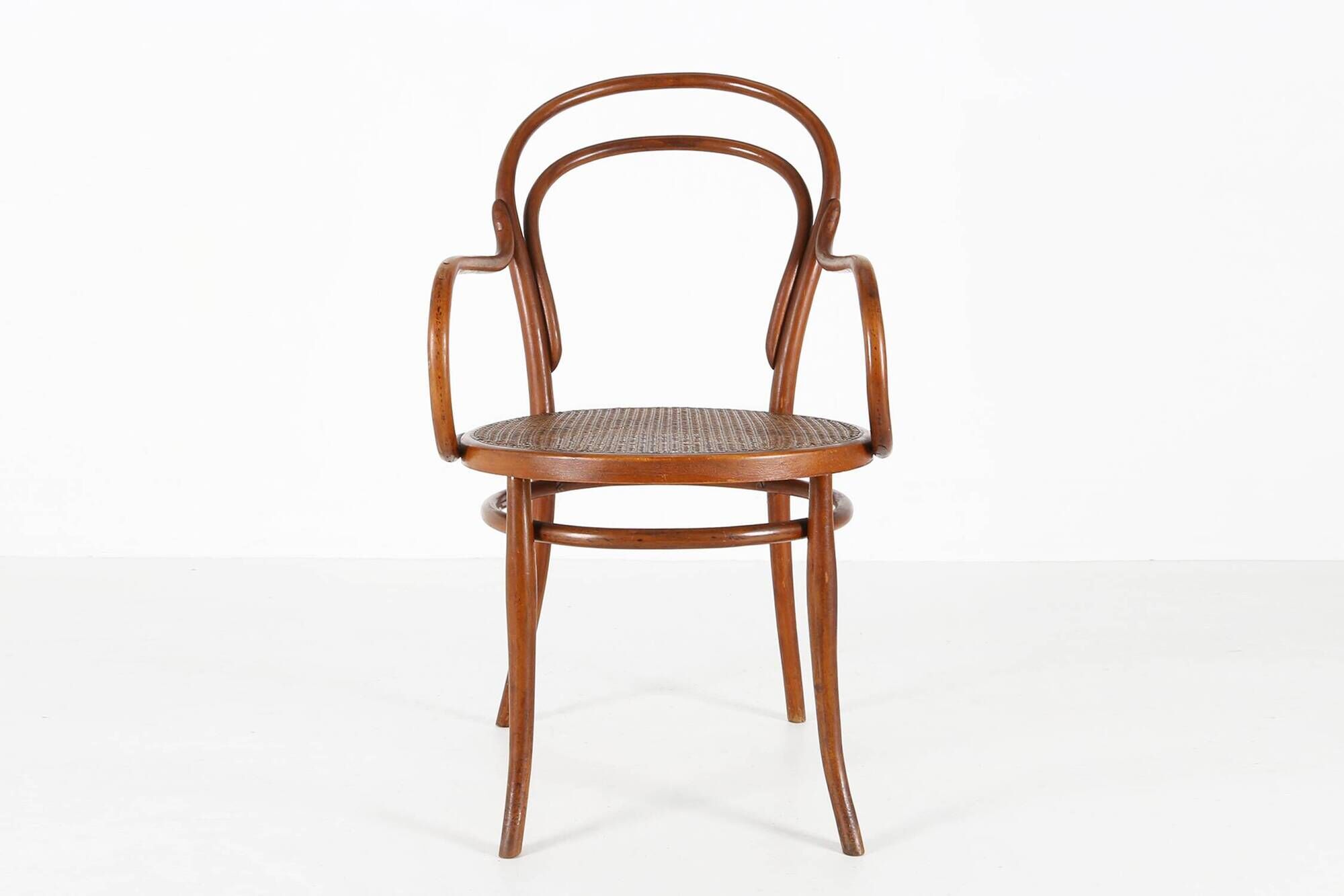 Vintage armchair in bentwood with canework, France ca. 1950