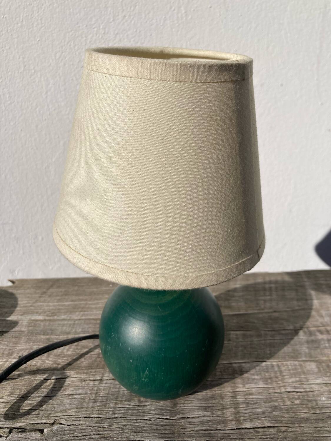 Green ball wood bedside lamp