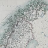 Antique Map of Norway circa 1869 Keith Johnston Royal Atlas Hand coloured map