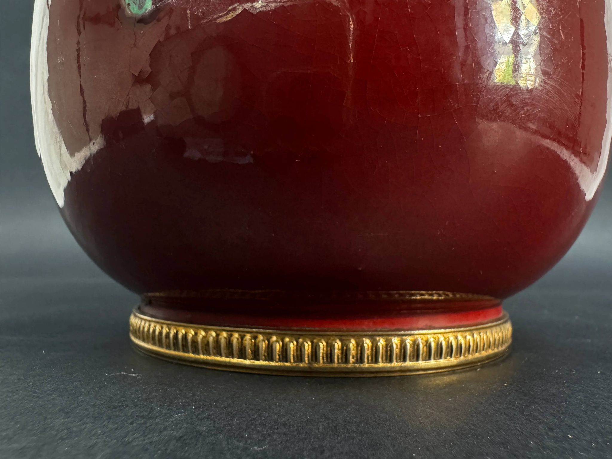 Vase CAB (Ceramics of Art from Bordeaux), turquoise green and red glaze.