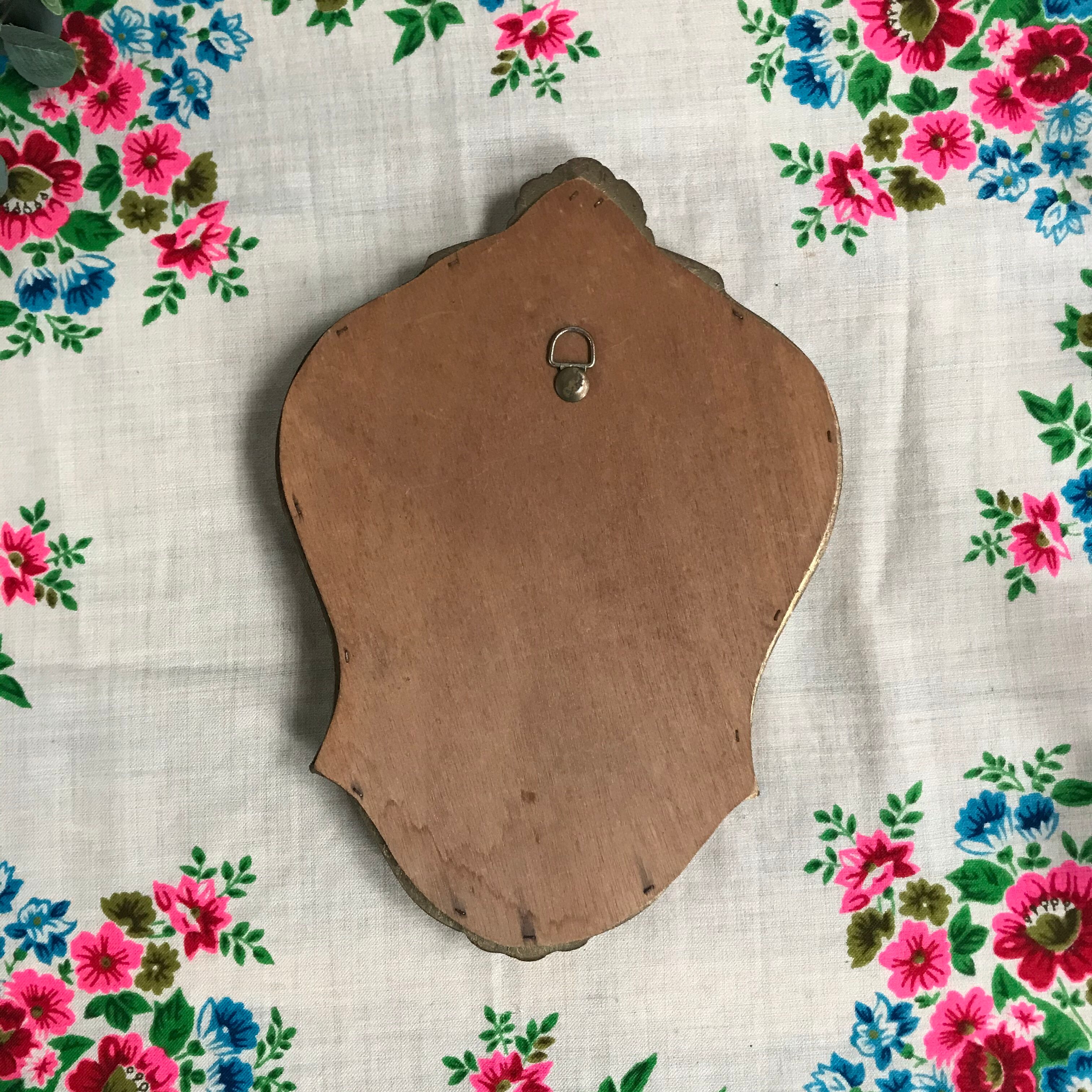 Mirror gold wood shell 32x22cm