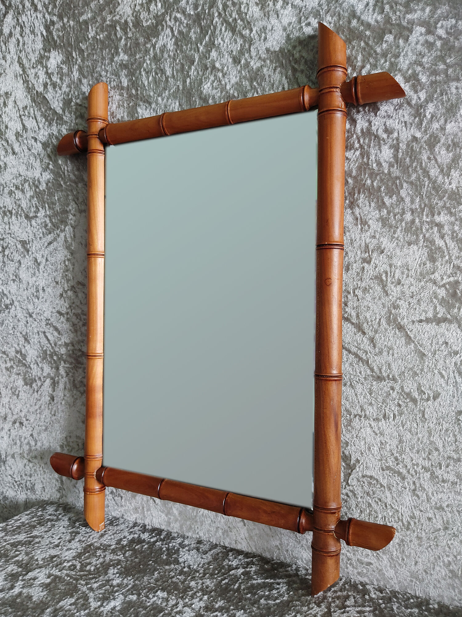 Wooden mirror imitation bamboo from the 1900s/1920s 45x58cm
