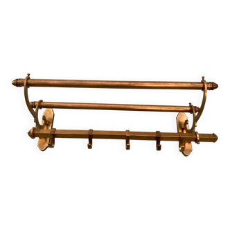 Antique brass coat rack and wall-mounted hat holder