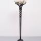 Edgar Brandt style Art Deco floor lamp in wrought iron with alabaster cup