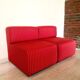 Pair of red striped armchairs from the 1980s