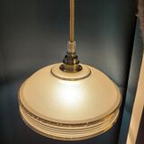 Frosted glass saucer lamp with golden edges