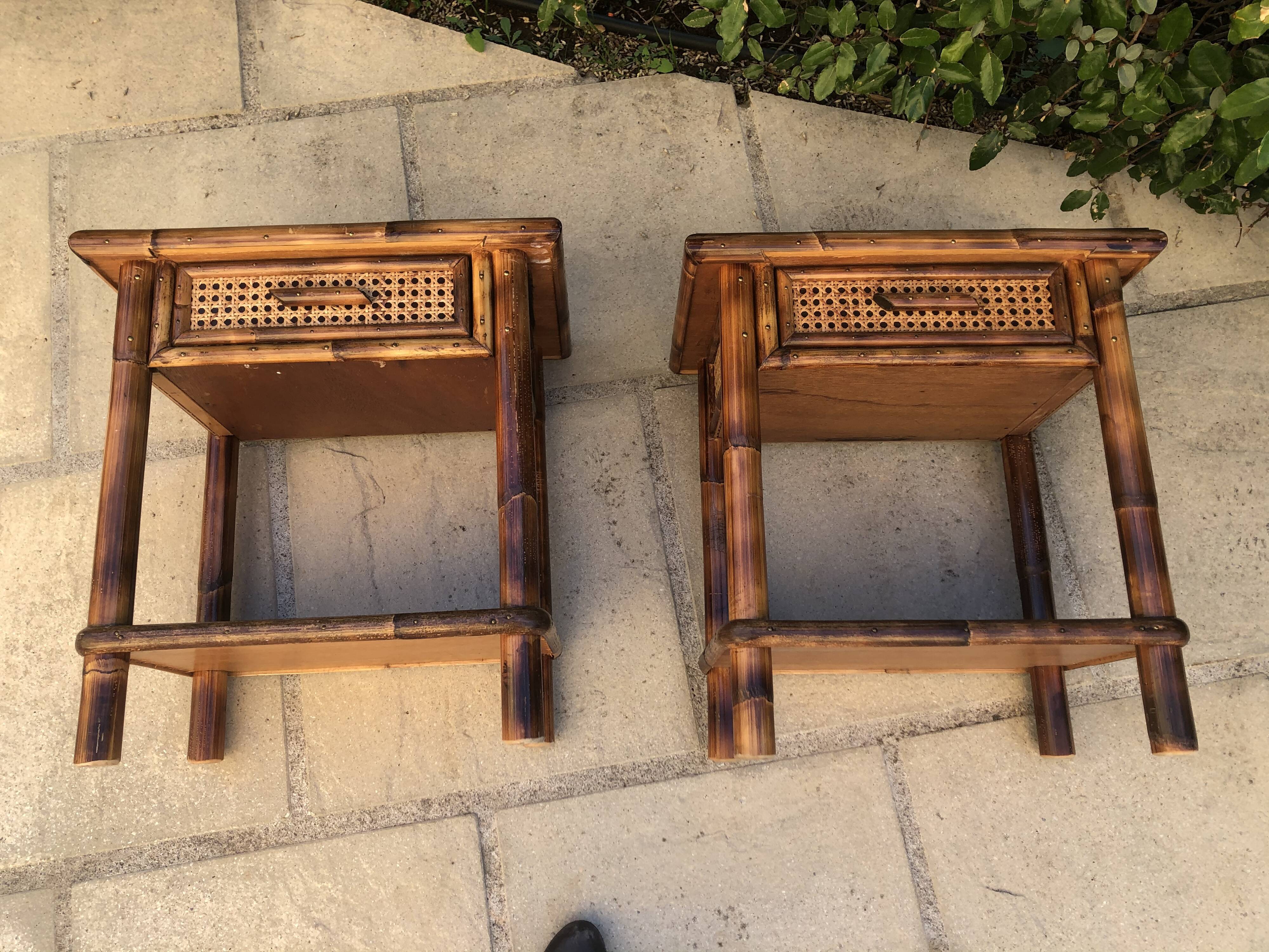Pair of bedsides wood and canning