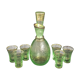 Art deco liqueur service in light green frosted glass