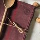 Set of two old tea towels in pure linen tinted in burgundy