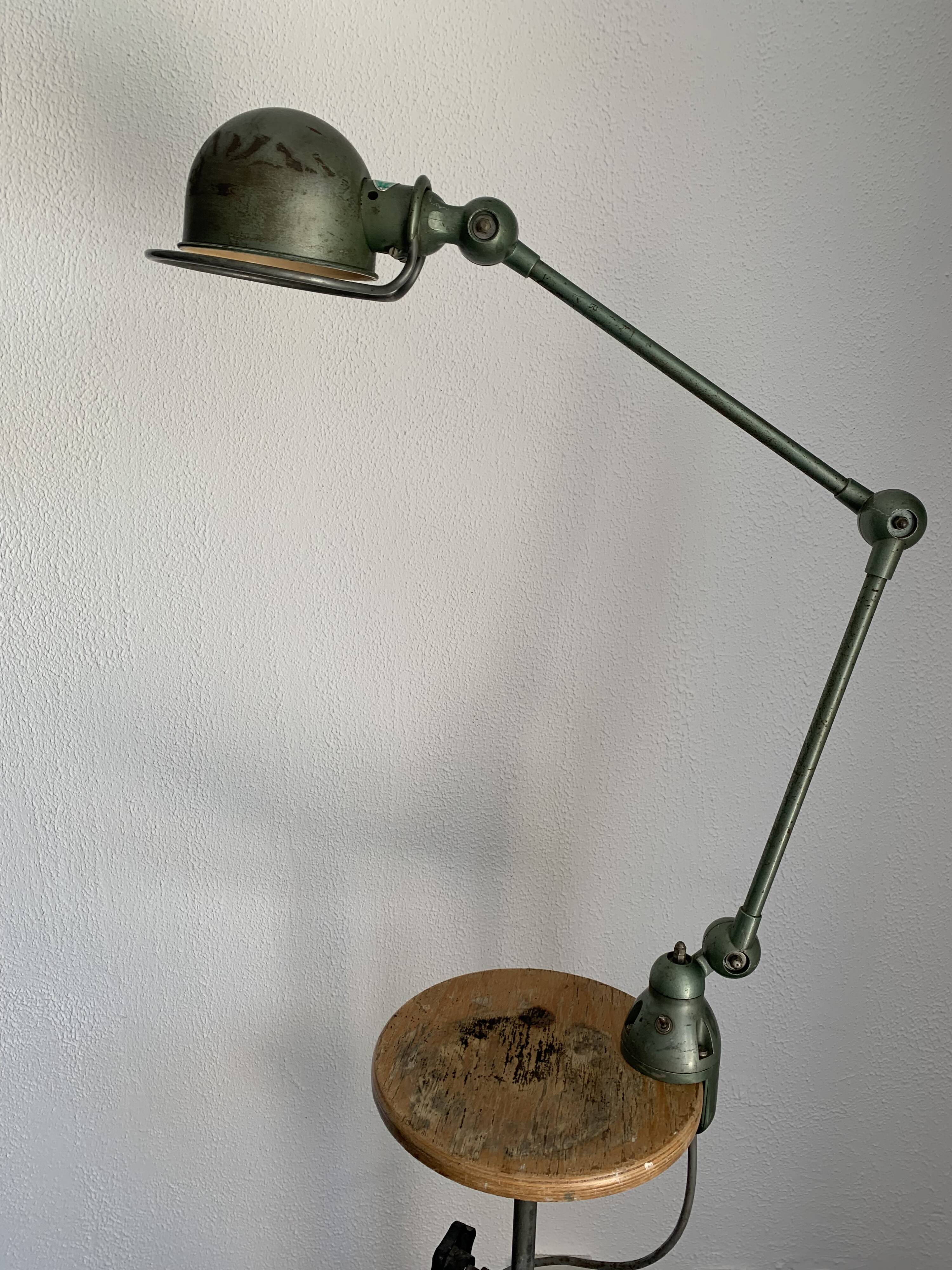 Vintage 1960s Jielde 2-arm green industrial lamp - 100 cm