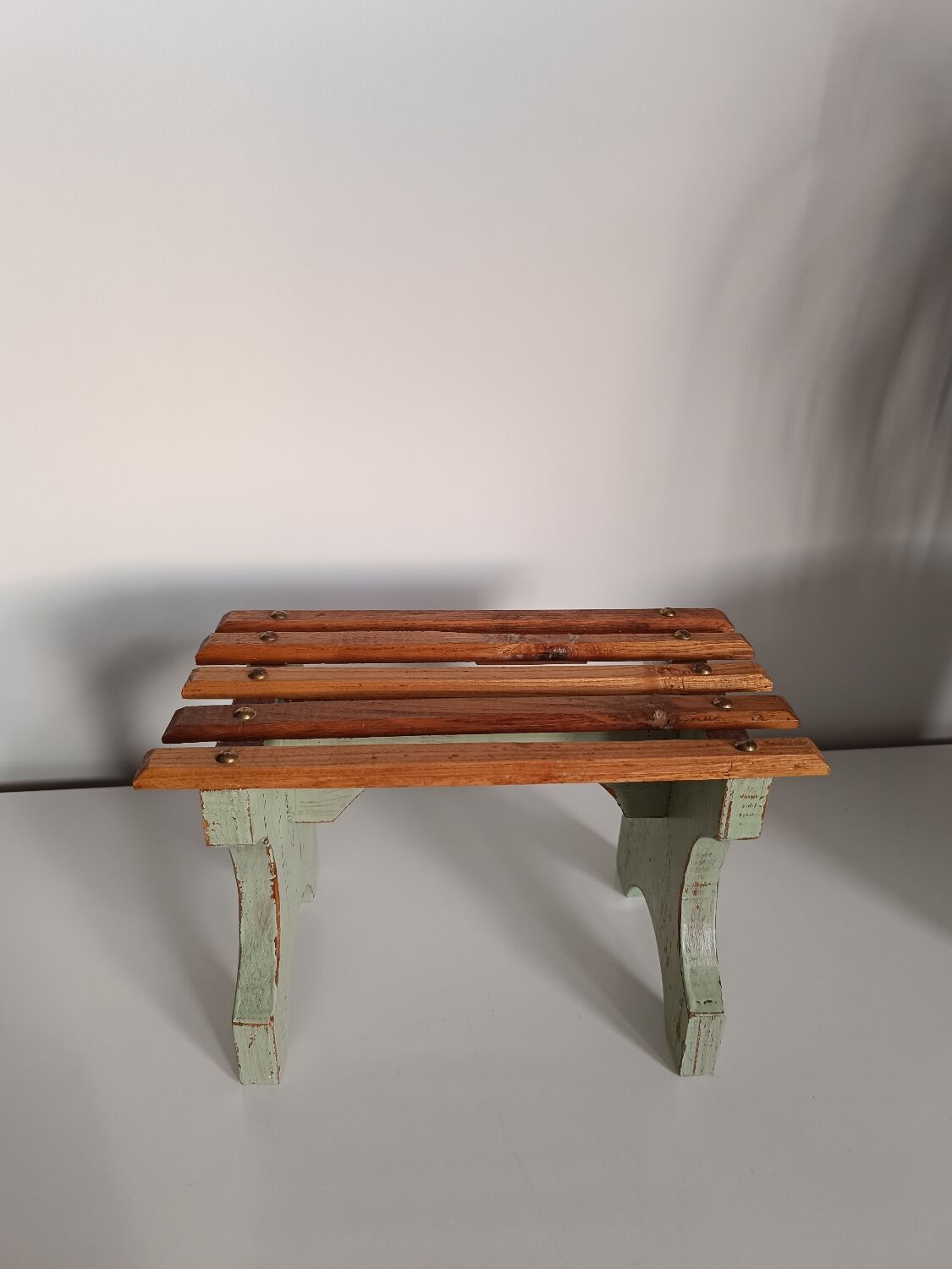 Small bench footrest in vintage solid wood