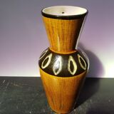 Scheurich europ linie vase beige & black ceramic + vintage germany handle