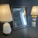 Lampe XIXe en opaline blanche et métal doré