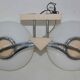 Pair of 60s wall lights in metal and opaline