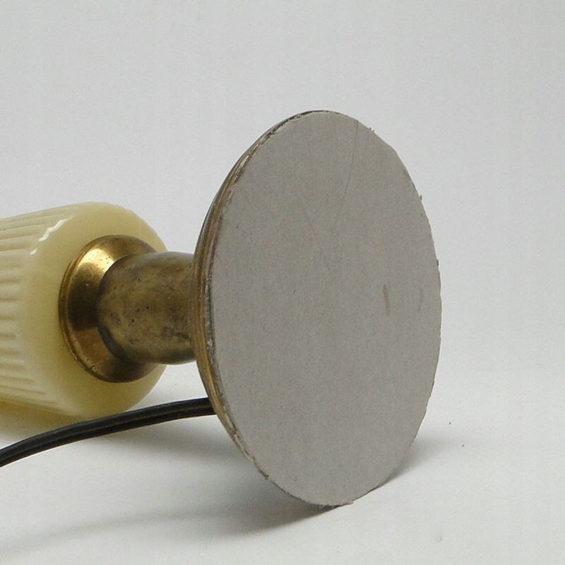 Postmodern bedside lamp in brass and glass, Poland, 1970s