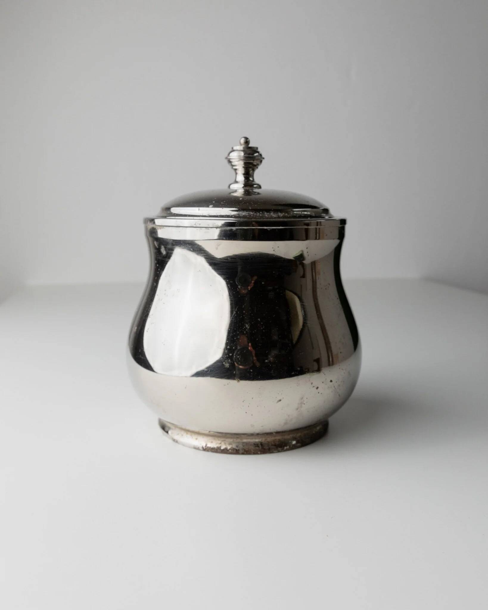 Vintage silver-plated brass ice bucket with glass inlay – mid-century Italian design, 1960s, table centerpiece