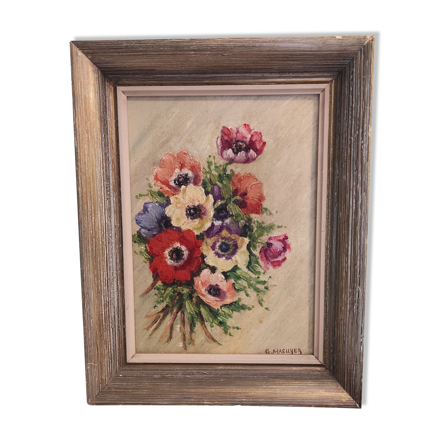 French vintage oil painting, signed G. Masuyer