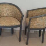 Pair of Rosello Art Deco barrel armchairs