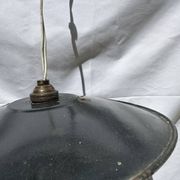 Vintage industrial lamp, green and black enamelled metal.